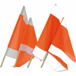 Drapeau d'avertissement 50 x 50 cm avec manche bois 80 cm