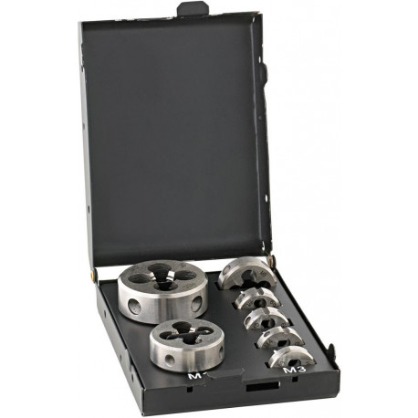Jeu de matrices EN22568 HSS M3-M12 cassette métallique FORTIS
