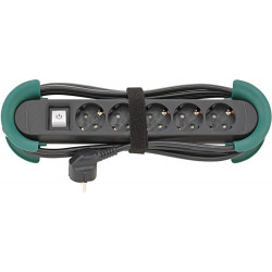 Multuprises 5 prises H05VV-F3G15 3m aide à l'enroulement et crochet FORTIS