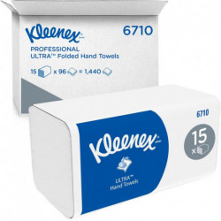 Essuie-mains pliés Kleenex ULTRA blanc 96 serviettes (Par 15)