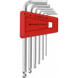 Set Clé allen en support plastique 6-unités 1,5-5mm Tête sphérique PB Swiss Tools