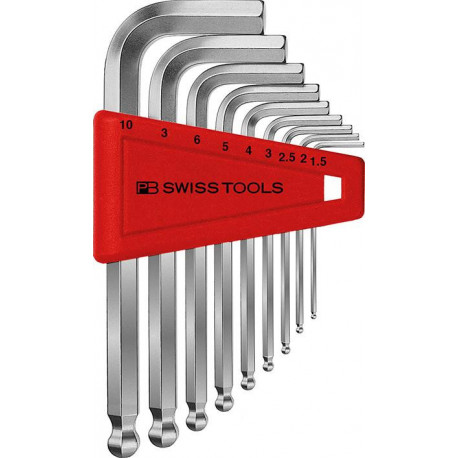 Set Clé allen en support plastique 9-unités 15-10mm Tête sphérique PB Swiss Tools