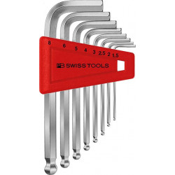 Set Clé allen en support plastique 8-unités 15-8mm Tête sphérique PB Swiss Tools