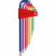 Set Clé allen en support plastique 9-unités 15-10mm Rainbow Tête sphérique PB Swiss Tools