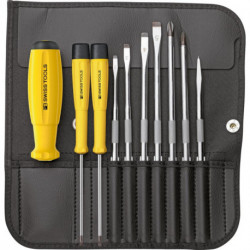Set Tournevis ESD mit Lames interchangeables 10-unités in Pochette enroulable PB Swiss Tools