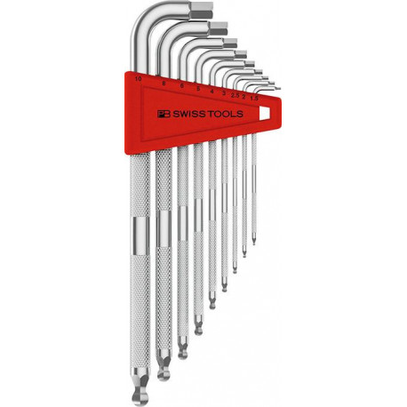 Set Clé allen en support plastique 9-unités 15-10mm SAFETY Tête sphérique PB Swiss Tools