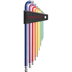 Set Clé allen en support plastique 9-unités15-10 90-100 Degré Rainbow PB Swiss Tools
