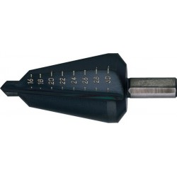 Jeu de forets perce-tôle de précision, acier à coupe rapide, revêtement traité à la vapeur, Capacité de perçage : 24-40 mm, Taille 4, Long. totale 89 mm