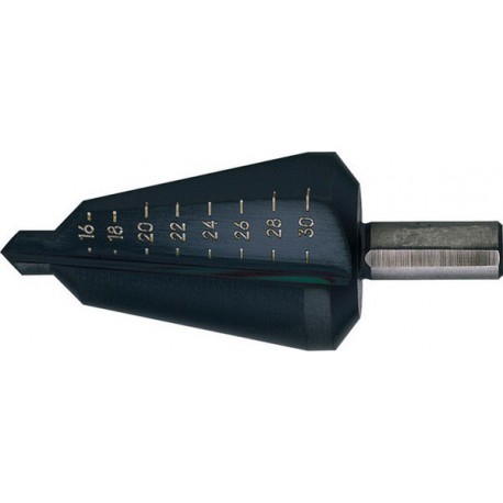 Jeu de forets perce-tôle de précision, acier à coupe rapide, revêtement traité à la vapeur, Capacité de perçage : 40-61 mm, Taille 6, Long. totale 103 mm