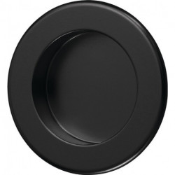 Poignée coquille en aluminium, revêtement poudré noir, entrée ronde D. 50 mm HERMETA