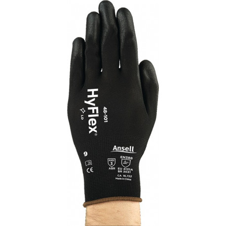 Gant HyFlex® 48-101 Taille 7 noir EN 388 PSA II Nyl.m.PU ANSELL (Par 12)