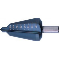 Foret perce-tôle de précision, acier rapide, revêtement TiAIN, Capacité de perçage : 4-20 mm, Taille 2, Long. totale 71 mm, Long. de la queue : 22 mm