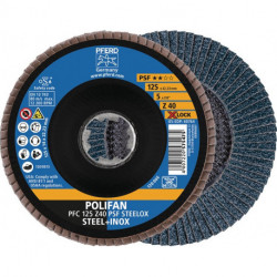 Disque à lamelles X-LOCK PSF Z STEELOX D. 125 mm granulation 40 conique INOX cor (Par 10)