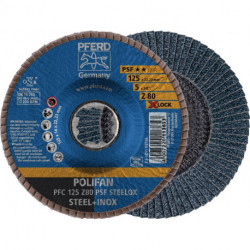 Disque à lamelles X-LOCK PSF Z STEELOX D. 125 mm granulation 80 conique INOX cor (Par 10)