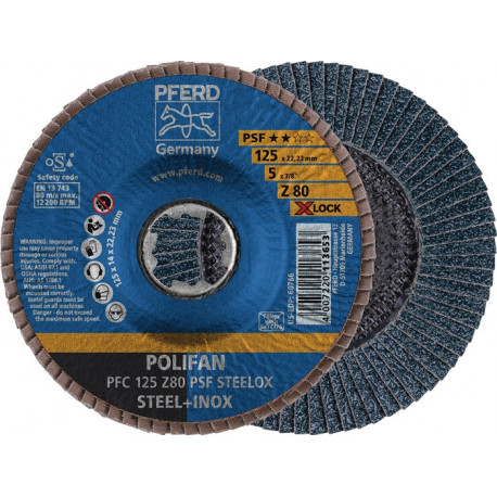 Disque à lamelles X-LOCK PSF Z STEELOX D. 125 mm granulation 80 conique INOX cor (Par 10)