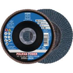 Disque à lamelles POLIFAN Z SG POWER STEELOX D. 125 mm granulation Z-40 conique (Par 10)