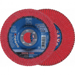 Disque à lamelles POLIFAN CO SGP CURVE STEELOX D.125 mm granulation 60 conique L (Par 10)