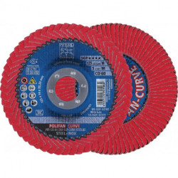 Disque à lamelles POLIFAN CO SGP CURVE STEELOX D.125 mm granulation 60 conique M (Par 10)