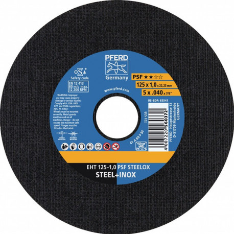 Disque à tronçonner PSF STEELOX D115x1 mm droit INOX perçage 22.23 mm PFERD (Par 25)