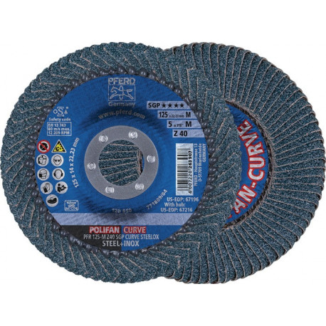 Disque à lamelles POLIFAN Z SGP CURVE STEELOX D. 125 mm granulation 40 conique M (Par 10)