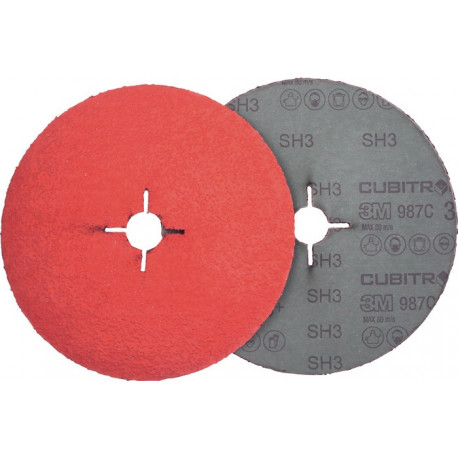 Disque fibre Cubitron II 987 C D.125mm K.80+ grain céramique INOX 3M (Par 25)