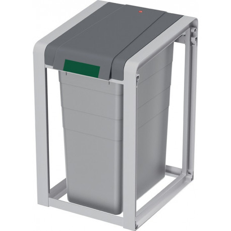 Poubelle de tri 35 l H570xl350xP415mm telegris, RAL 7047 gris pouss., RAL 7037 unité de base HAILO