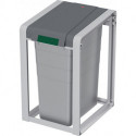 Poubelle de tri 35 l H570xl350xP415mm telegris, RAL 7047 gris pouss., RAL 7037 unité de base HAILO