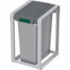 Poubelle de tri 35 l H570xl350xP415mm telegris, RAL 7047 gris pouss., RAL 7037 unité de base HAILO
