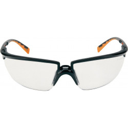 Lunettes de protection SOLUS™ EN 166 branches noires/orange. verre transp. polyc