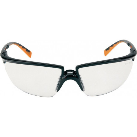 Lunettes de protection SOLUS™ EN 166 branches noires/orange. verre transp. polyc