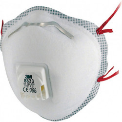 Masque de protection respiratoire 8833SV FFP3/V R D avec valve d'expiration 3M (Par 5)