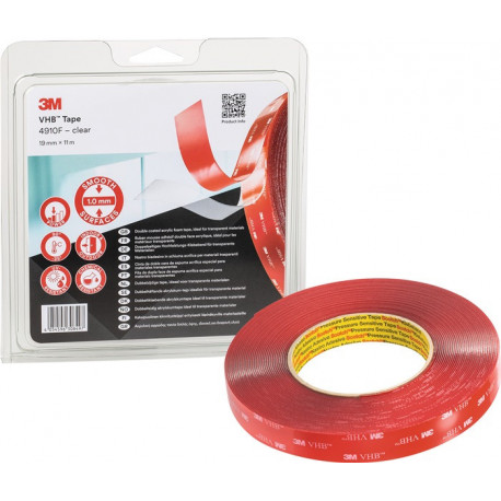 Bande adhésive de montage VHB Tape 4910F transparent longueur 11 m largeur 19 mm