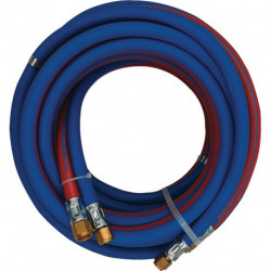 Tuyau de soudage autogène jumelé longueur 10 m D. intérieur 6/6 mm épaisseur du mur 9/9 mm bleu/rouge