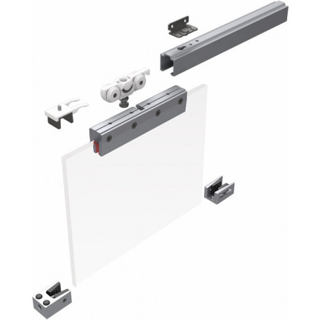 Système coulissant 73 80kg 2100mm EV1 anodisé.GLT 8/10mm complète.