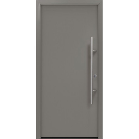 Porte d'entrée en métal PRO gris RAL9007 B1100mm H2100mm DIN droite RC 2 n.DIN EN1627 