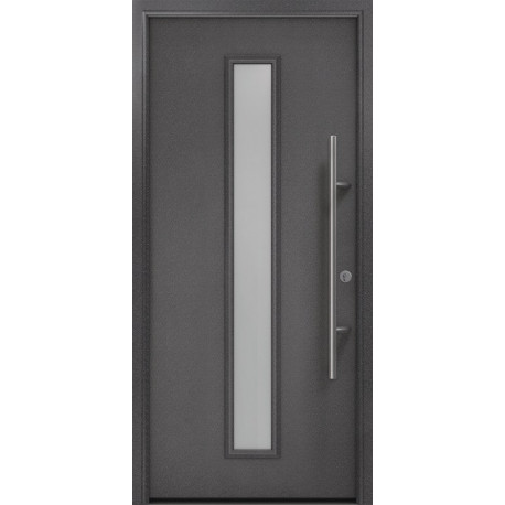 Porte d'entrée en métal PRO anthr.CH703 Satinato B1100mm H2100mm gauche RC2 DIN EN1627 