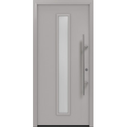 Porte d'entrée en métal PRO gris RAL9006 Satinato B1100mm H2100mm gauche RC2 DIN EN1627 