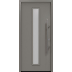 Porte d'entrée en métal PRO gris RAL9007 Satinato B1100mm H2100mm gauche RC2 DIN EN1627 
