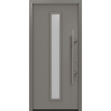 Porte d'entrée en métal PRO gris RAL9007 Satinato B1100mm H2100mm gauche RC2 DIN EN1627 