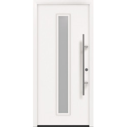 Porte d'entrée en métal PRO blanc RAL9016 Satinato B1100mm H2100mm gauche RC2 DIN EN1627 