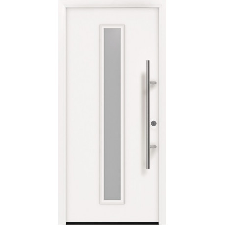 Porte d'entrée en métal PRO blanc RAL9016 Satinato B1100mm H2100mm gauche RC2 DIN EN1627 