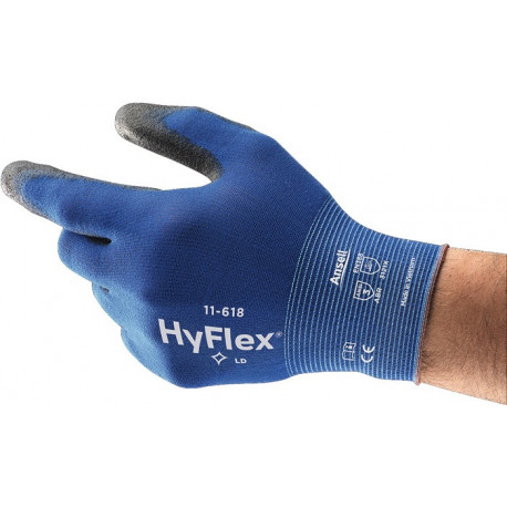 Gant HyFlex® 11-618 Taille 9 bleu/noir EN 388 PSA II Nyl.m.PU ANSELL (Par 12)