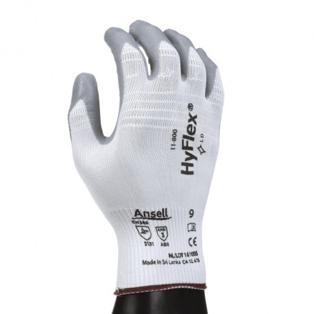 Gant HyFlex 11-800 Taille 9 blanc/gris EN 388 PSA II Nyl.avec mousse nitrile ANSELL (Par 12)