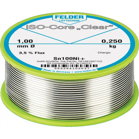 Fil d apport de soudure ISO-Core® Clear 2mm 250g Sn100Ni+ FELDER