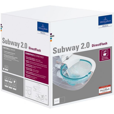 Combi-Pack SUBWAY 2.0 avec WC à paroi profonde DirectFlush et WC-Si white ceramicplus VILLEROY & BOCH
