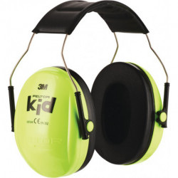 Casque anti bruit enfants H510AK EN 352 SNR 27 dB bandeau vert fluo pour enfant 3M