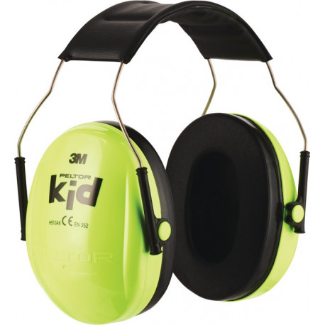 Casque anti bruit enfants H510AK EN 352 SNR 27 dB bandeau vert fluo pour enfant 3M