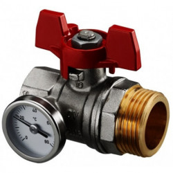 RobinetTOURN. SPHER., JOINT PLAT,MANETTE ROUGE DN20 3/4 Fx1 M
