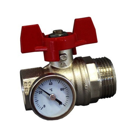 RobinetTOURN. SPHER., JOINT PLAT,MANETTE ROUGE DN25 1 Fx1 M
