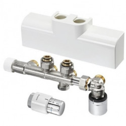 Kit de raccordement pour radiateur de salle de bain d'angle chromé Coudé - avec chauffage de surface we
